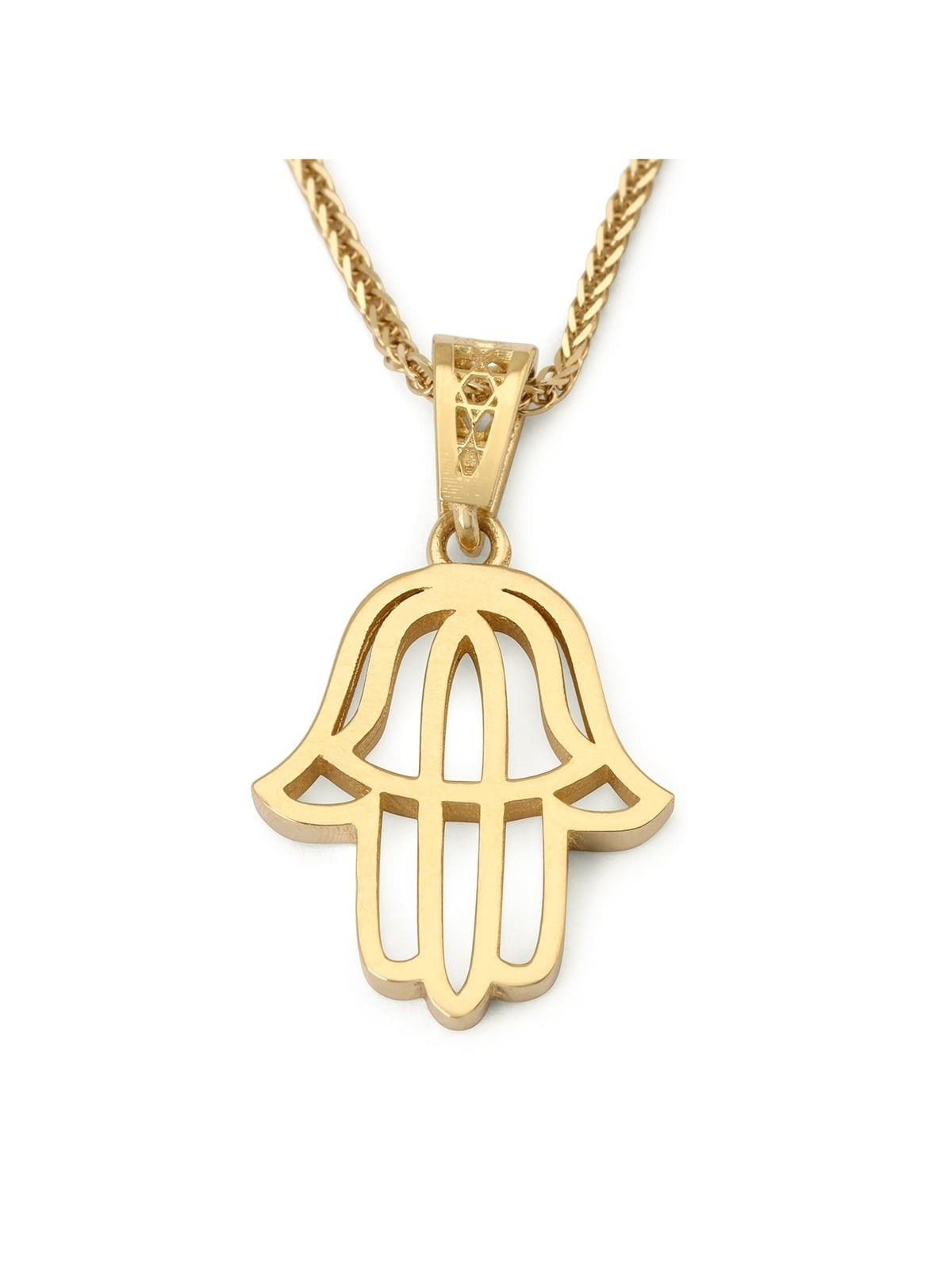 Stylish 14K Gold Hamsa Pendant Necklace