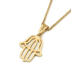 Stylish 14K Gold Hamsa Pendant Necklace