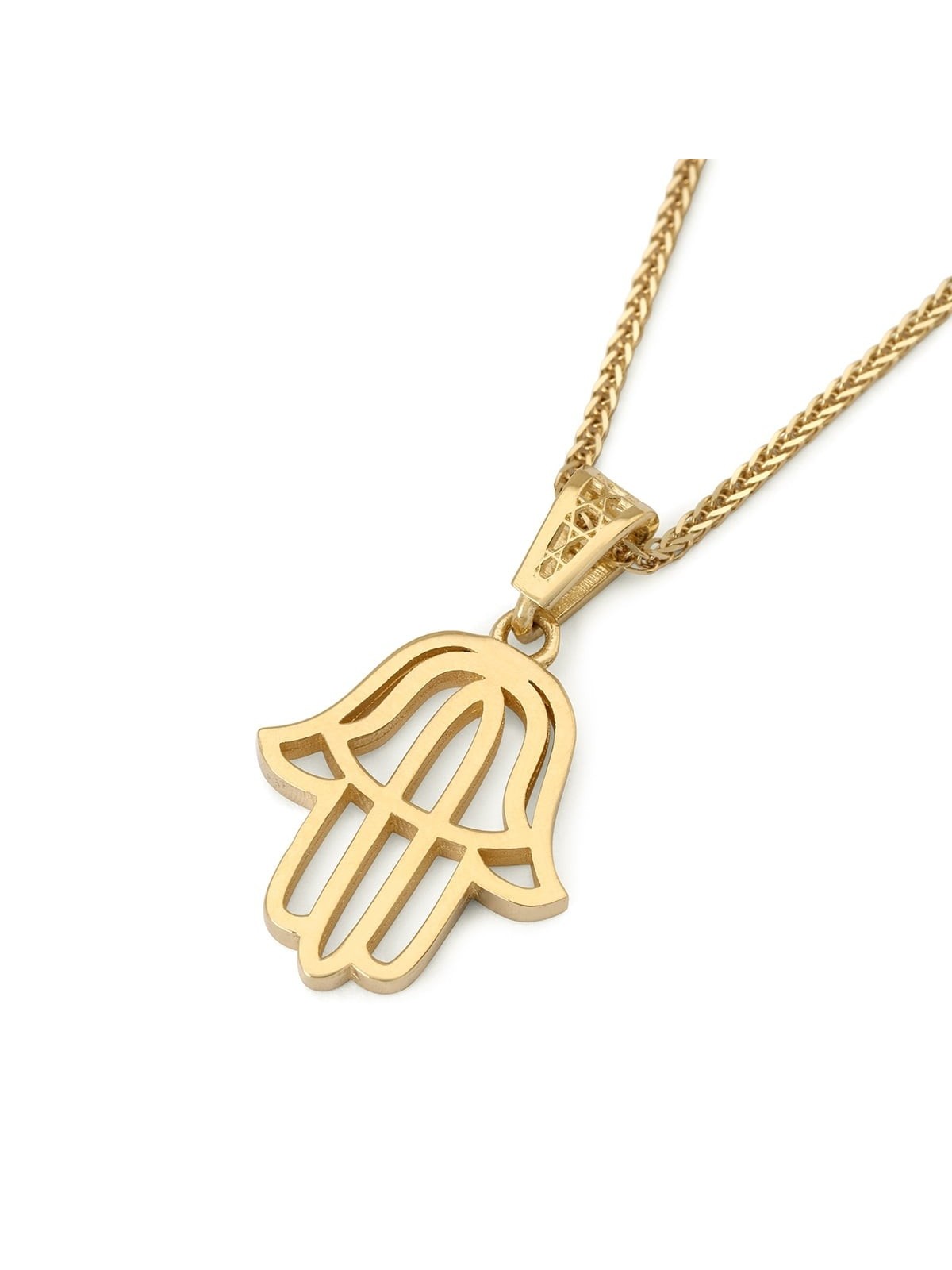 Collier élégant avec pendentif Hamsa en or 14 carats