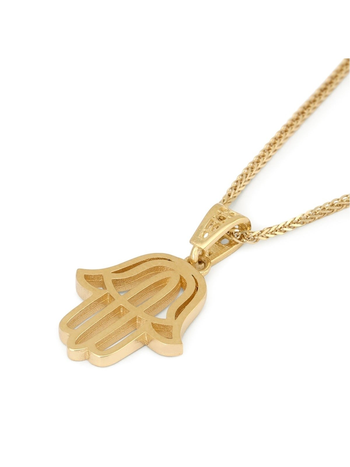 Stylish 14K Gold Hamsa Pendant Necklace