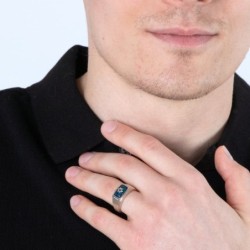 925 Sterling Silver and Eilat Stone Ring With Star of David And Priest