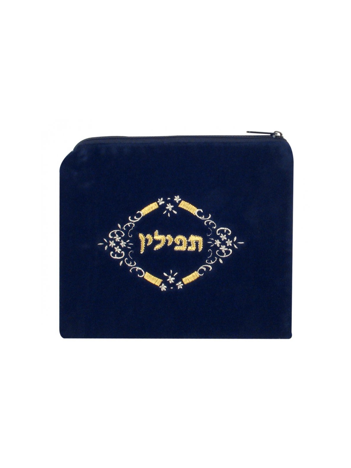 Dark Blue Velvet Tallit Tefillin Bags white... | Talit & Tefillin Bags