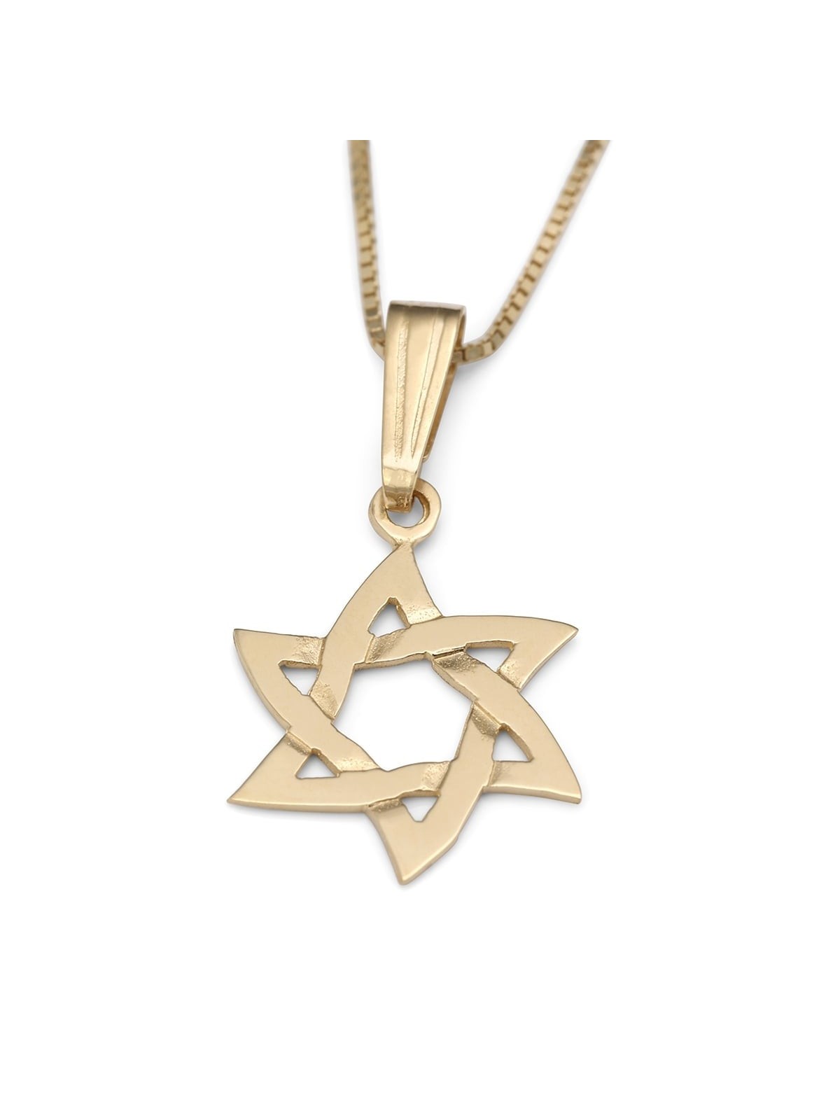 Collier exclusif à pendentif étoile de David ondulé en or 14 carats