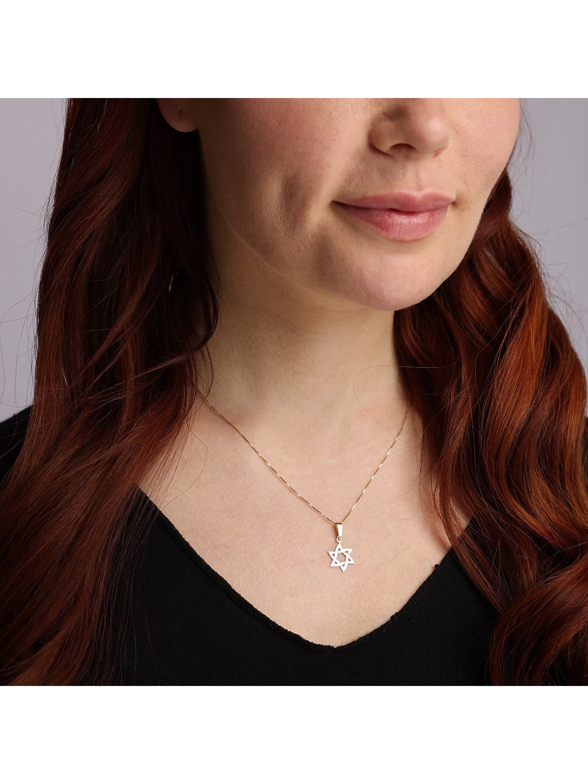 Exclusive 14K Gold Wavy Star of David Pendant Necklace