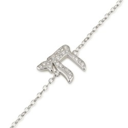 925 Sterling Silver Chai Bracelet with White Zircon Stones