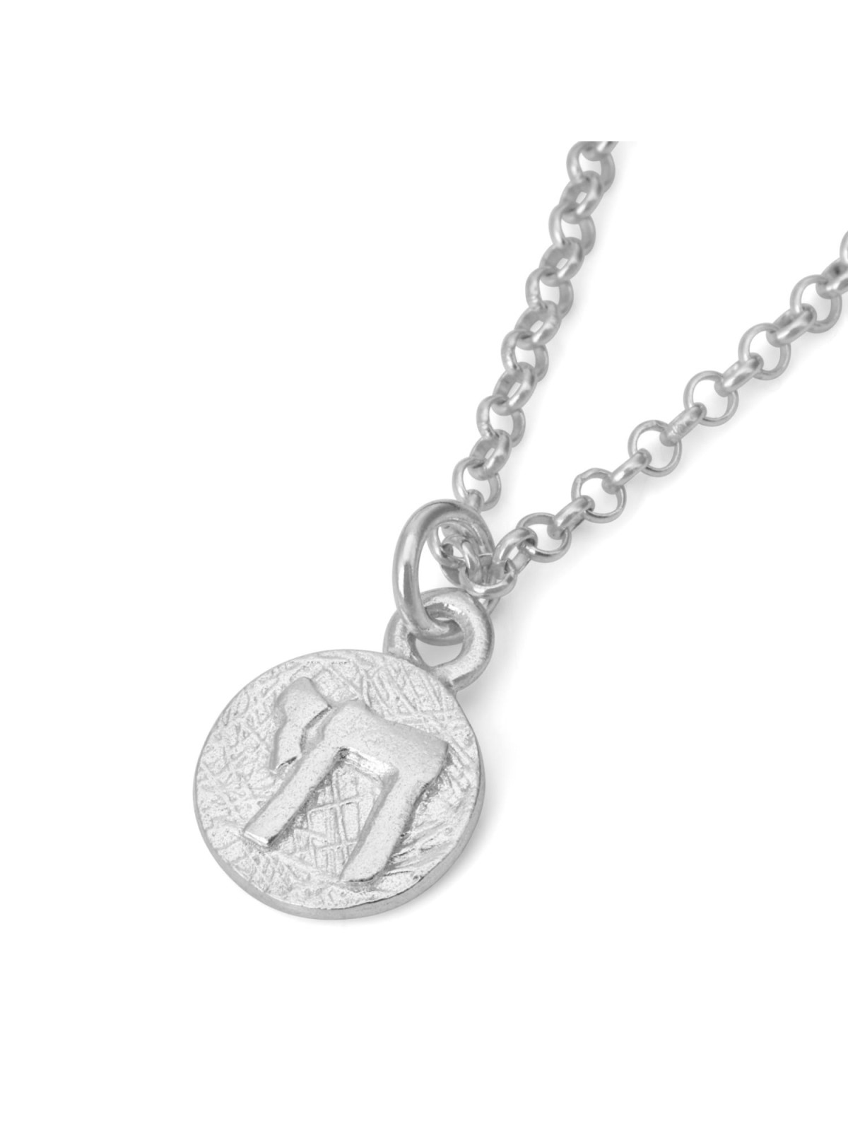 Chai : Collier pendentif en argent sterling sculpté massif
