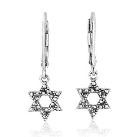 Boucles d'oreilles étoile de David en argent sterling Marina avec motif bulle