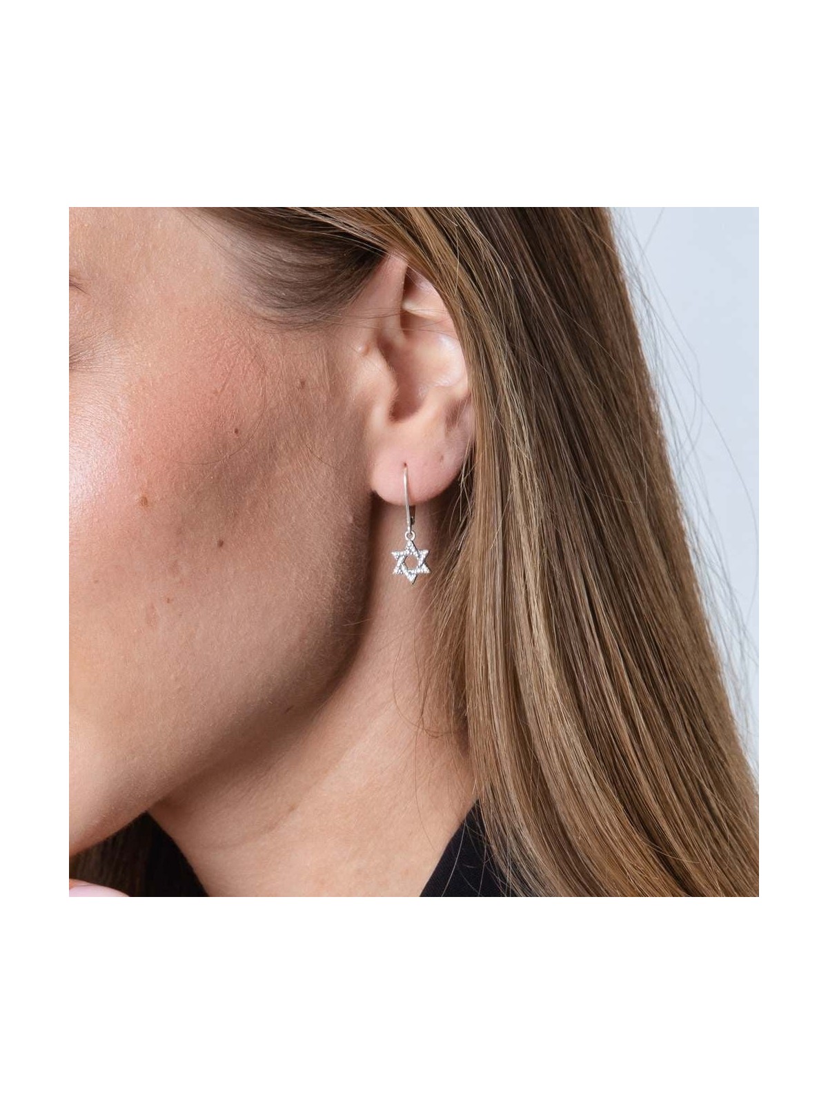 Boucles d'oreilles étoile de David en argent sterling Marina avec motif bulle