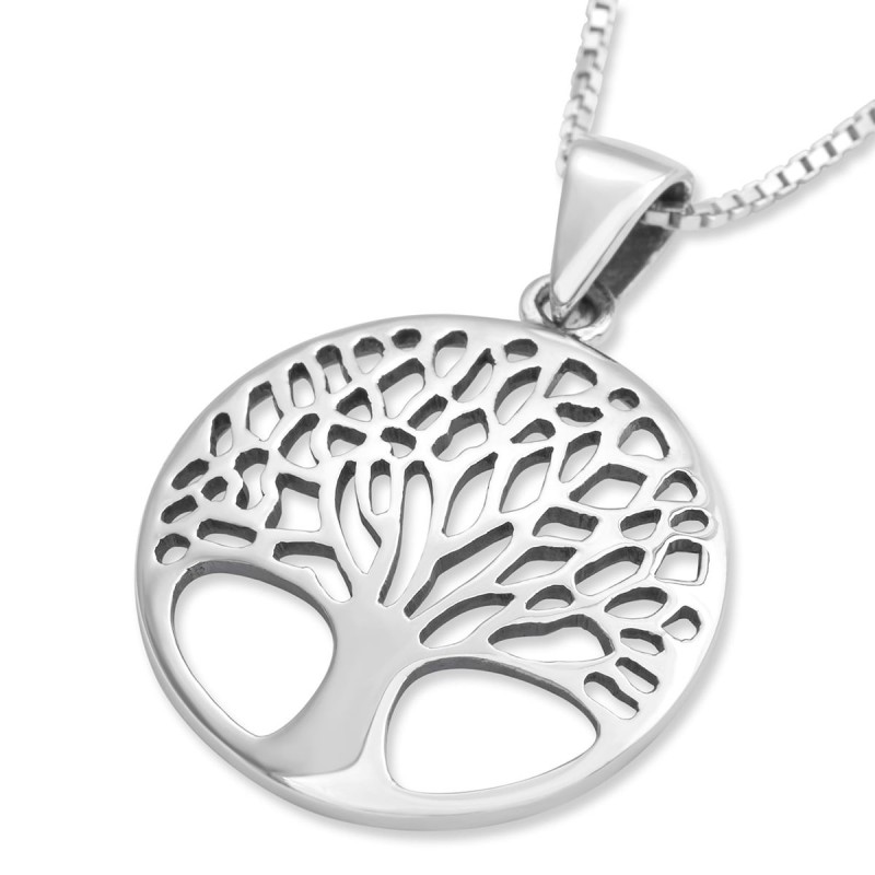 Grand collier circulaire arbre de vie en argent sterling (pour hommes et femmes)