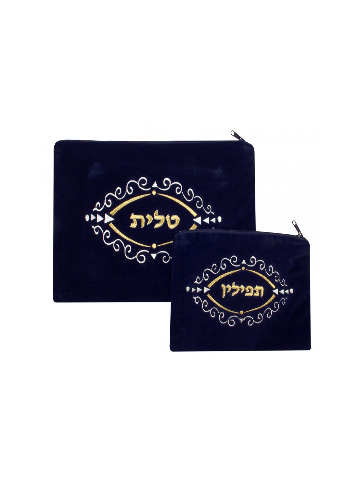 Dark Blue Velvet Tallit Tefillin Bags scrol... | Talit & Tefillin Bags