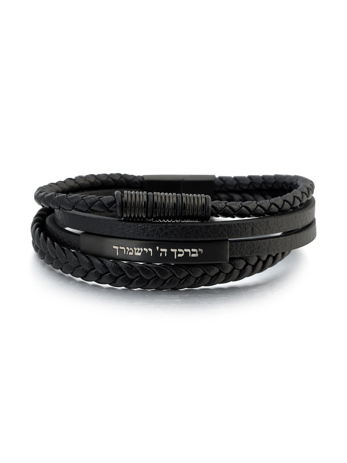 Men's Priestly Blessing Beaded Leather Bracelet with Magnetic Clasp -