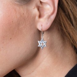 Marina Sterling Silver Star of David and Chai Earrings