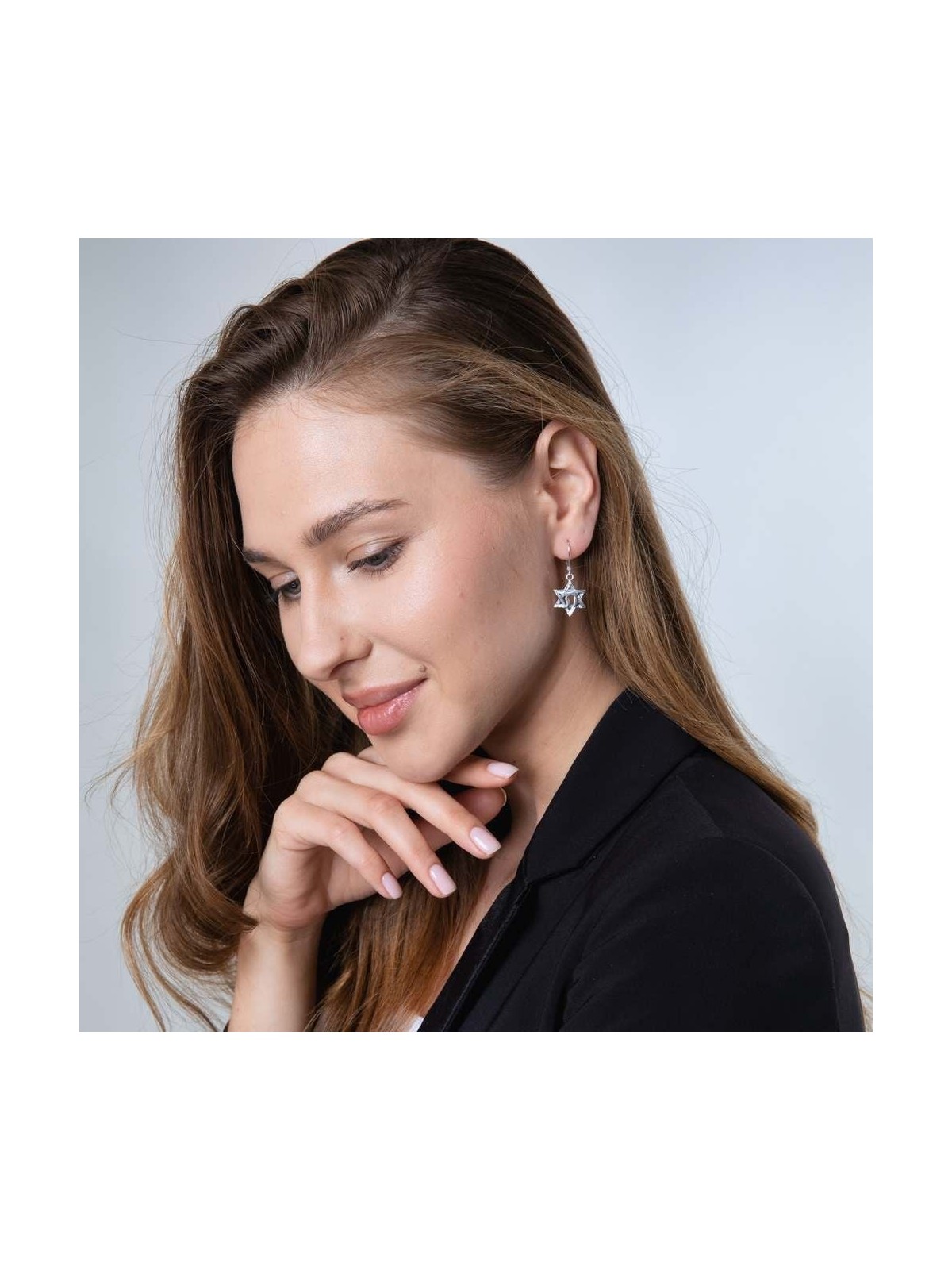 Marina Sterling Silver Star of David and Chai Earrings