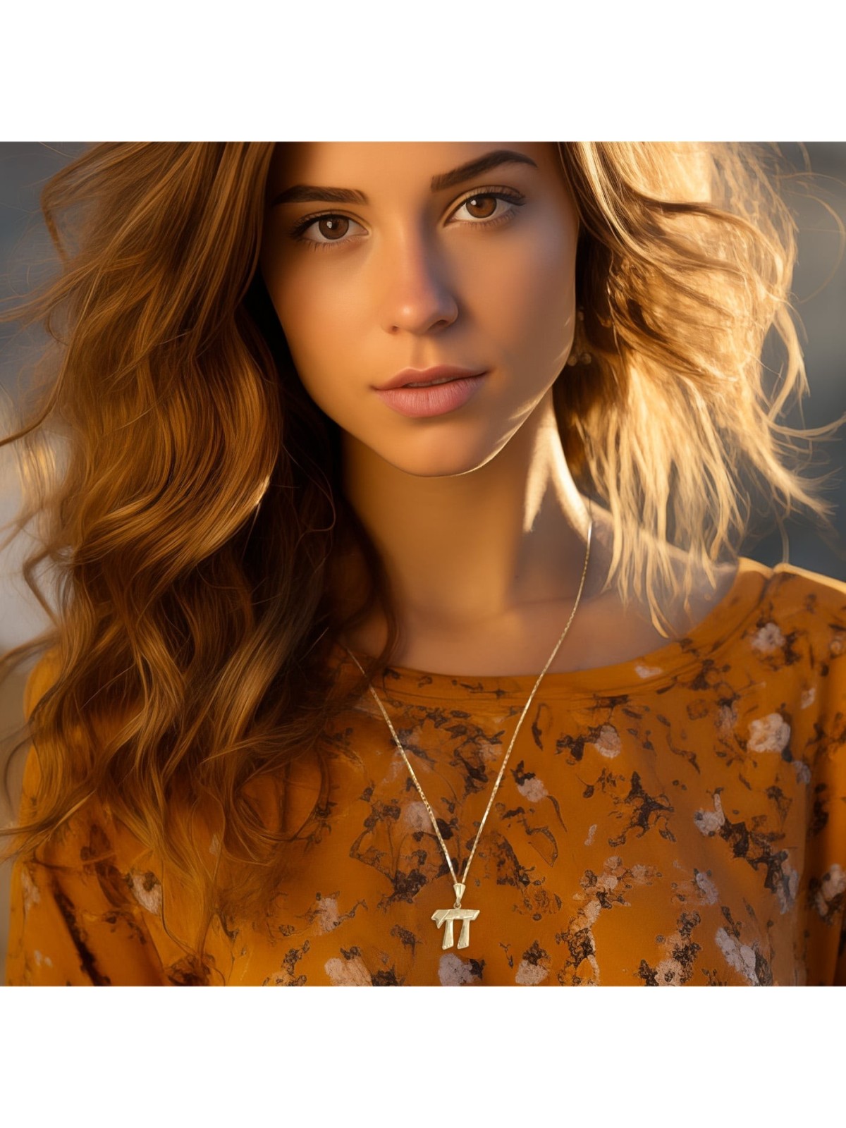 14K Gold Textured Chai Unisex Pendant