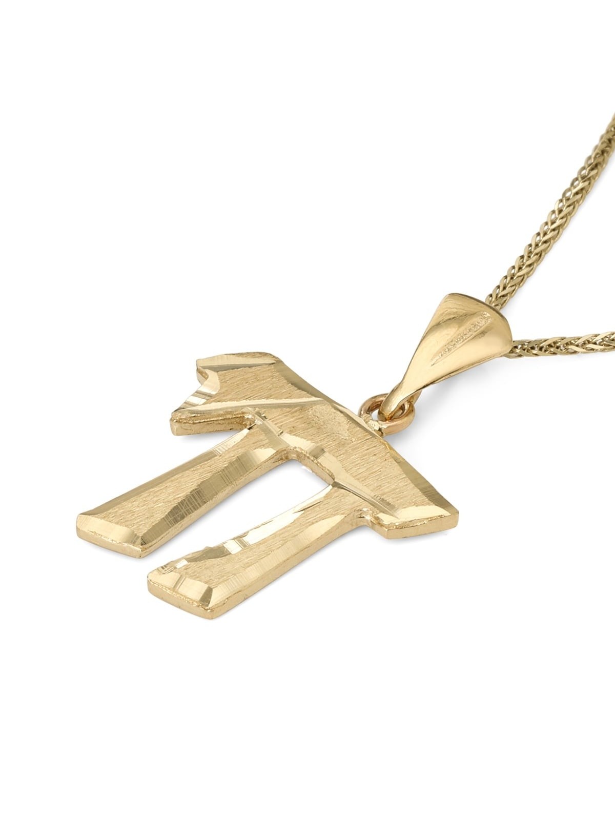 Pendentif unisexe Chai texturé en or 14 carats