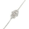 925 Sterling Silver Hamsa & Evil Eye Bracelet with White Zircon Stones