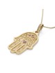 Collier pendentif Hamsa en or jaune 14 carats avec pierres rubis