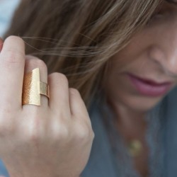 18K Gold-Plated Adjustable Open Ring - Shema Yisrael (Deuteronomy 6:4)