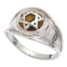 Sterling Silver Star of David Ring with Tiger's Eye Stone