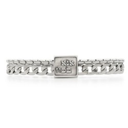 Men's Stainless Steel Double Chain Bracelet with Silver Plated Blessin