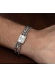 Men's Stainless Steel Double Chain Bracelet with Silver Plated Blessin