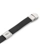 Men's Black Leather Bracelet with Silver-Plated Pendant and Stainless