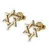 Contemporary 14K Gold Star of David Stud Earrings