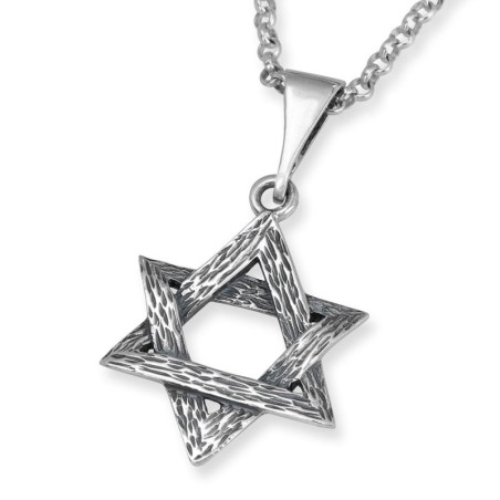 Grand collier étoile de David entrelacée en argent sterling