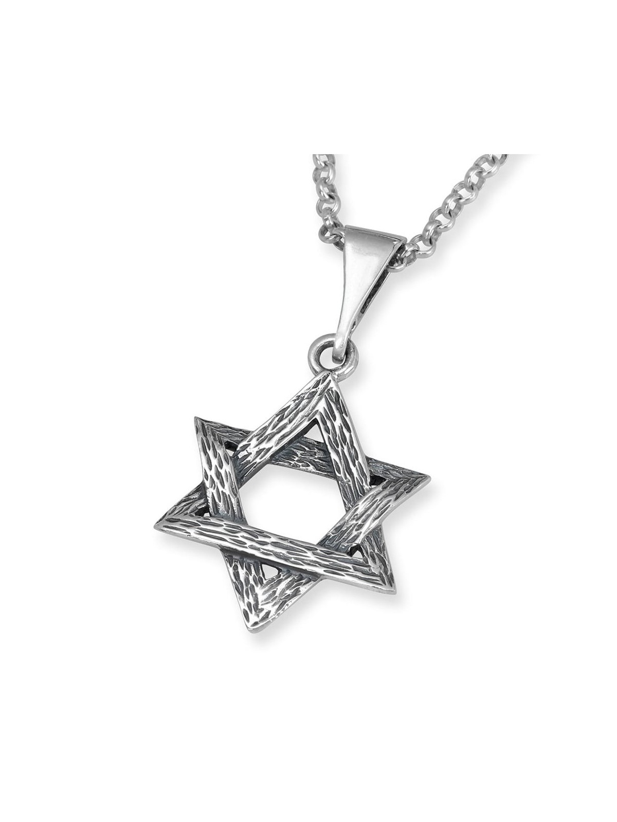Large Sterling Silver Interlocked Star of David Necklace