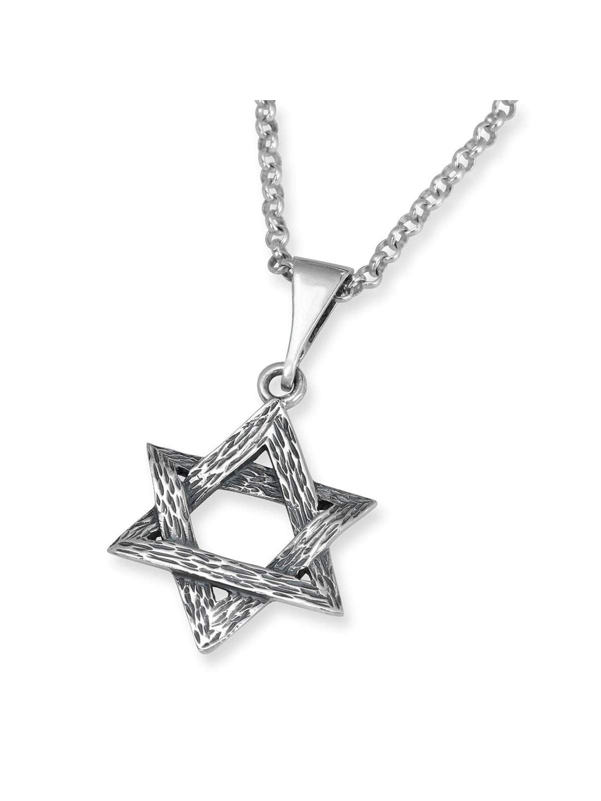 Grand collier étoile de David entrelacée en argent sterling