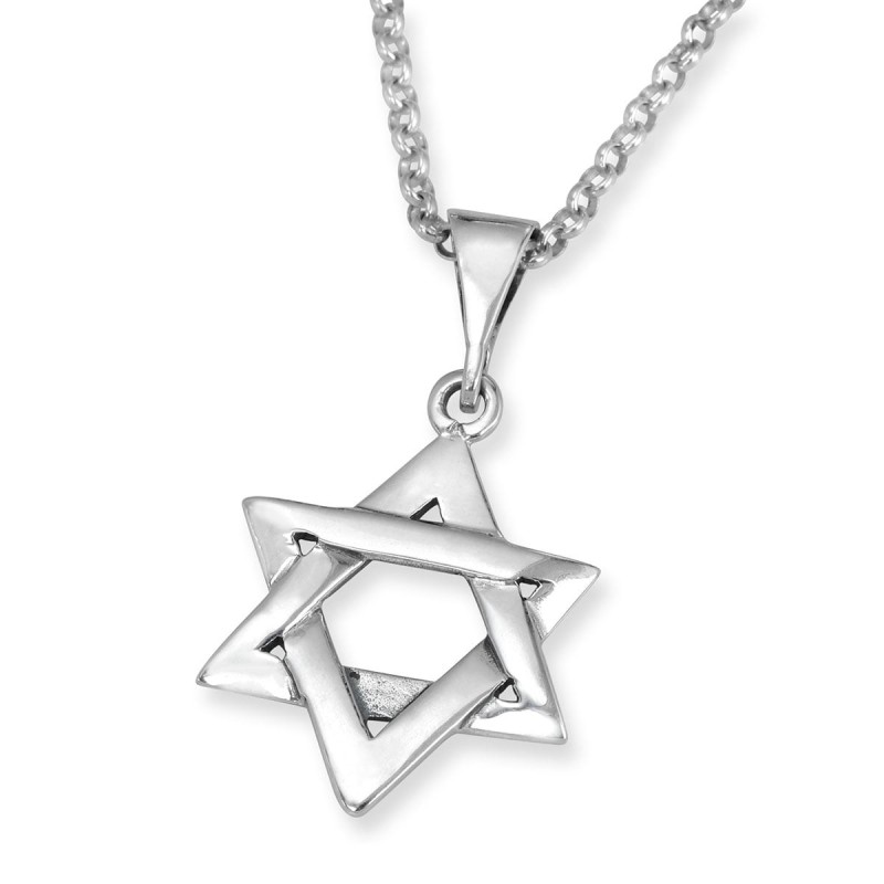 Grand collier étoile de David entrelacée en argent sterling