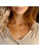 14K Gold Women's Large Textured Star of David and Chai Pendant with St