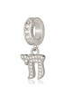 925 Sterling Silver Chai Pendant Charm with Zircon Stones - Rhodium Pl