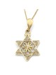 14K Delicate Star of David Pendant with Flower for Women