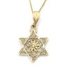 14K Delicate Star of David Pendant with Flower for Women