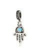 925 Sterling Silver Arabesque Hamsa Pendant Charm with Opal Stone - Rh