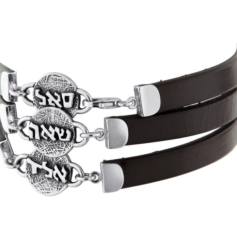 3 noms sacrés : plusieurs bracelets Kabbale en argent et en cuir