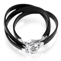 3 Holy Names: Multiple Silver & Leather Kabbalah Bracelet