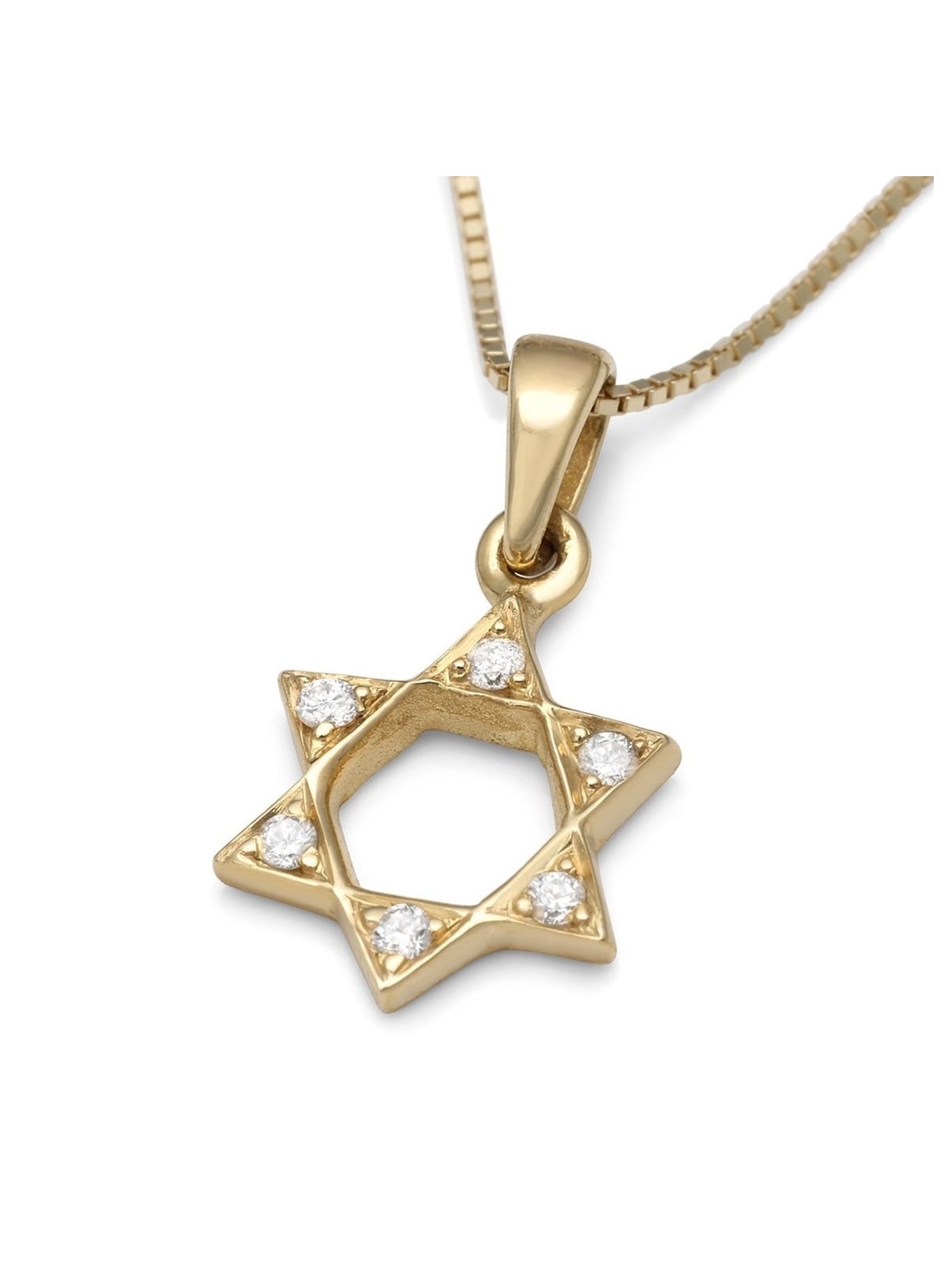 Collier pendentif diamant étoile de David classique en or 14 carats