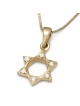 14K Gold Classic Star of David Diamond Pendant Necklace