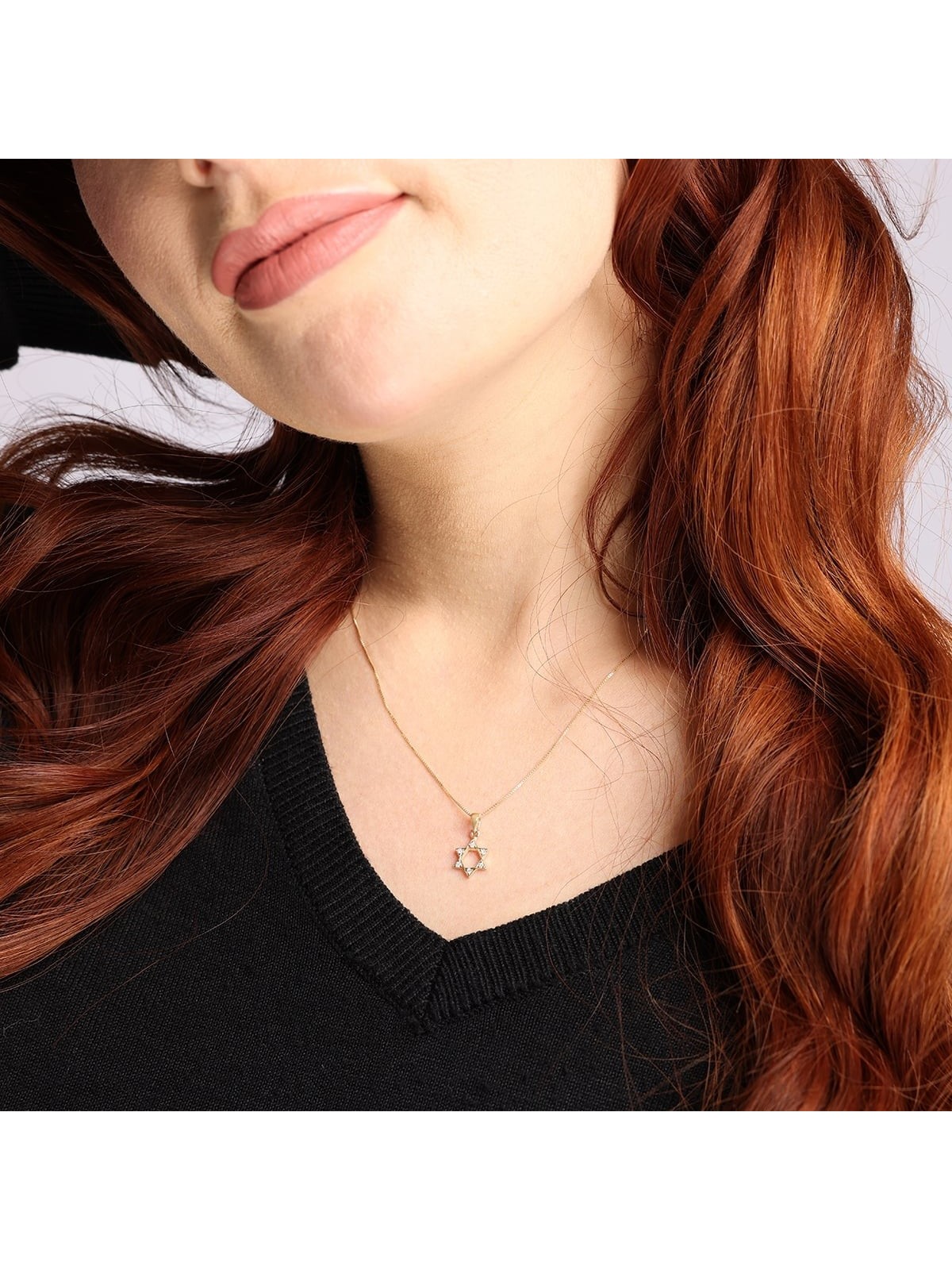 14K Gold Classic Star of David Diamond Pendant Necklace