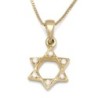 14K Gold Classic Star of David Diamond Pendant Necklace