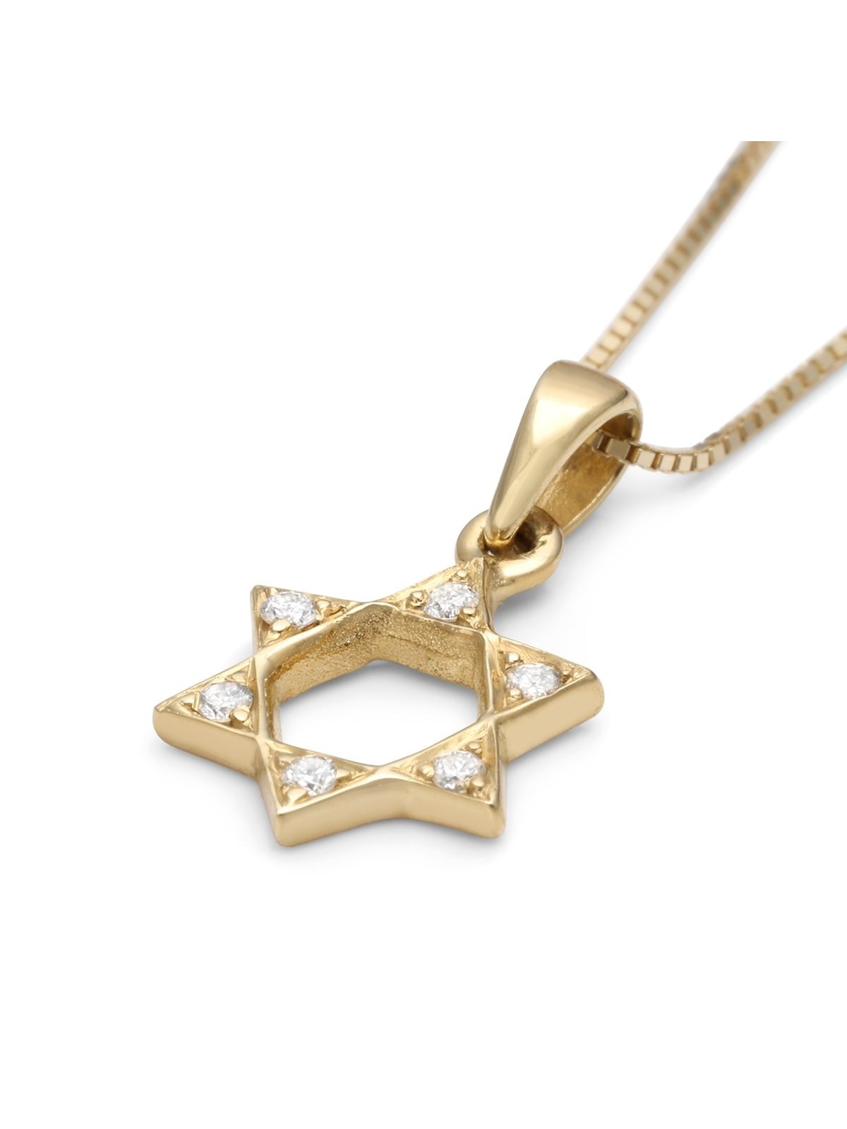Collier pendentif diamant étoile de David classique en or 14 carats
