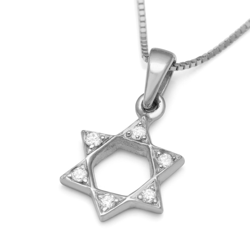 Collier pendentif diamant étoile de David classique en or 14 carats
