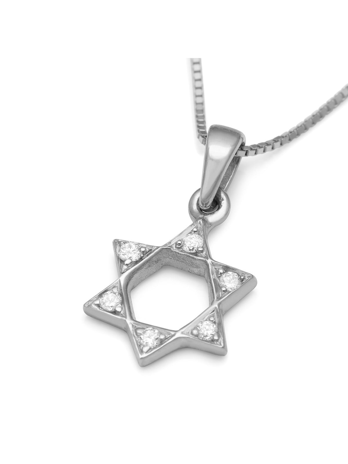 14K Gold Classic Star of David Diamond Pendant Necklace
