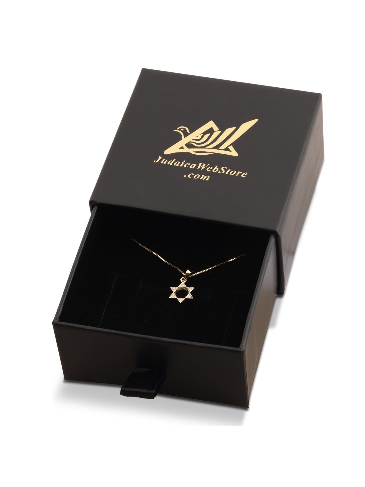 14K Gold Classic Star of David Diamond Pendant Necklace