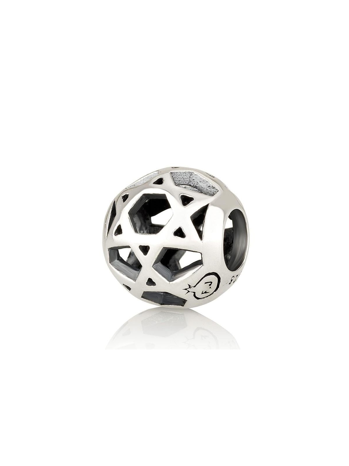 Breloque étoile de David ronde en argent sterling 925 - Plaqué rhodium
