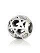 Breloque étoile de David ronde en argent sterling 925 - Plaqué rhodium
