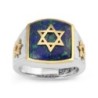 Marina Jewelry 925 Sterling Silver Men's Gold Plated Star of David Rin