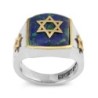 Marina Jewelry 925 Sterling Silver Men's Gold Plated Star of David Rin